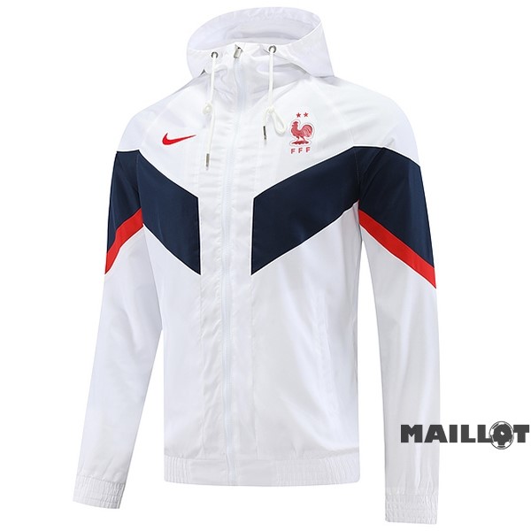 Foot Maillot Pas Cher Coupe Vent France 2022 Blanc Bleu