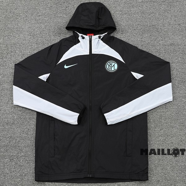 Foot Maillot Pas Cher Coupe Vent Inter Milán 2022 2023 Noir Blanc