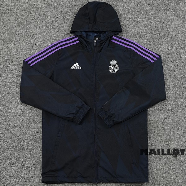 Foot Maillot Pas Cher Coupe Vent Real Madrid 2022 2023 Noir Purpura