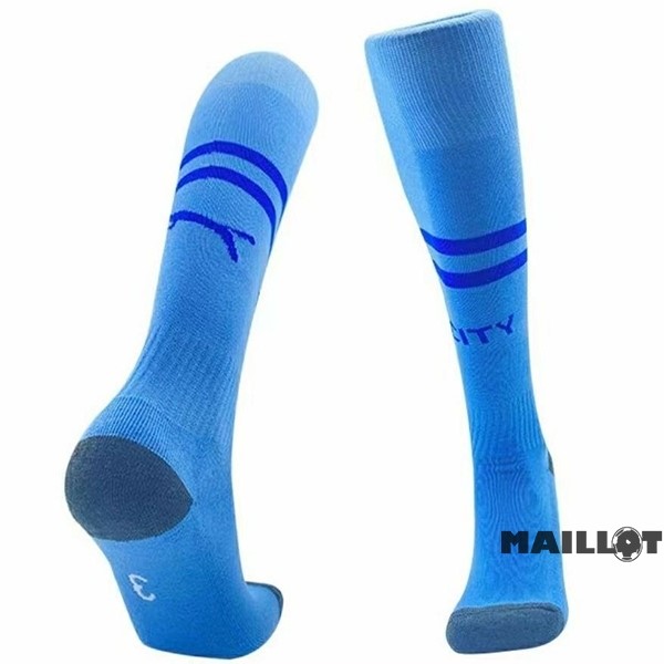 Foot Maillot Pas Cher Domicile Chaussette Manchester City 2023 2024 Bleu