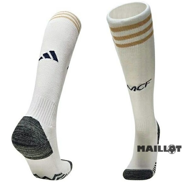 Foot Maillot Pas Cher Domicile Chaussette Real Madrid 2023 2024 Blanc