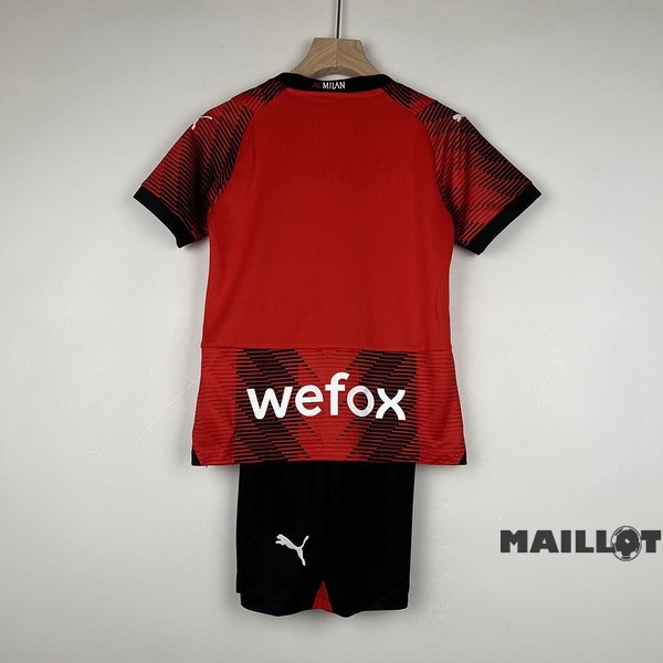 Foot Maillot Pas Cher Domicile Conjunto De Enfant AC Milan 2023 2024 Rouge Noir