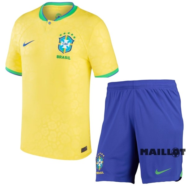 Foot Maillot Pas Cher Domicile Conjunto De Enfant Brésil 2022 Jaune
