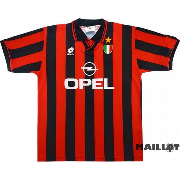 Foot Maillot Pas Cher Domicile Maillot AC Milan Retro 1996 1997 Noir Rouge