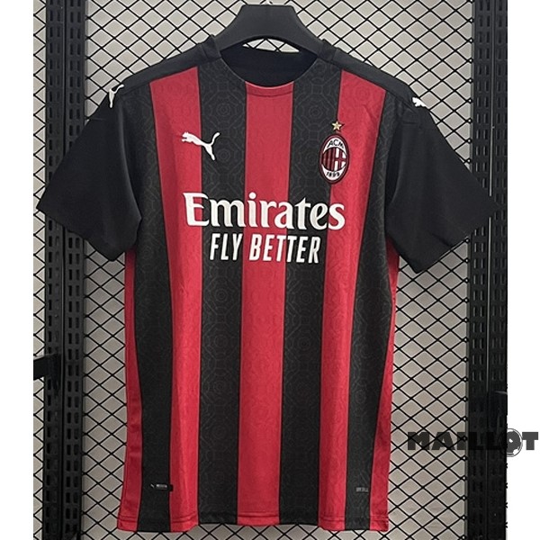 Foot Maillot Pas Cher Domicile Maillot AC Milan Retro 2020 2021 Rouge Noir
