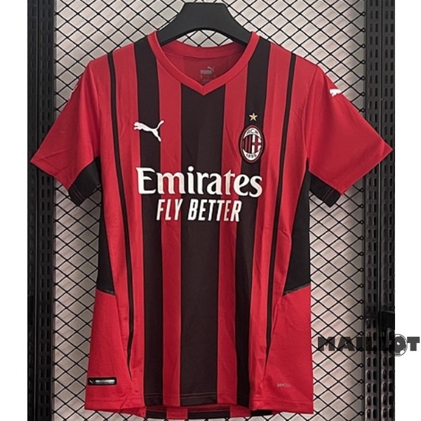 Foot Maillot Pas Cher Domicile Maillot AC Milan Retro 2021 2022 Rouge Noir