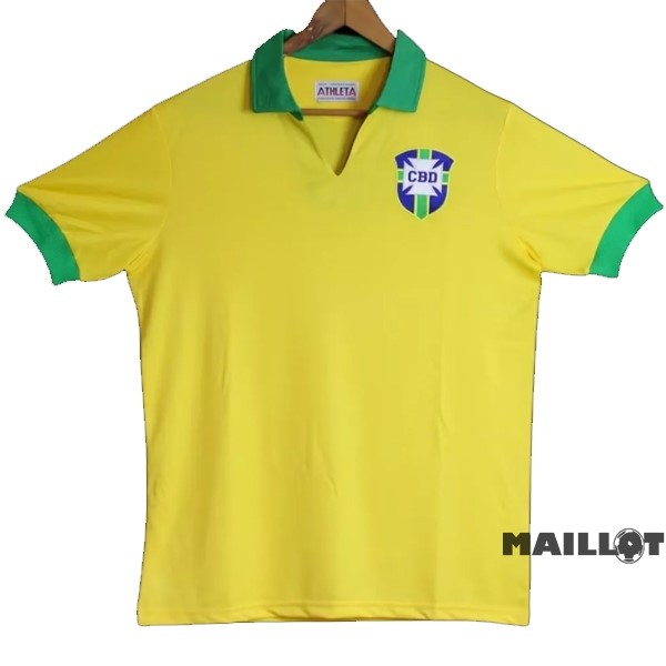 Foot Maillot Pas Cher Domicile Maillot Brésil Retro 1958 I Jaune