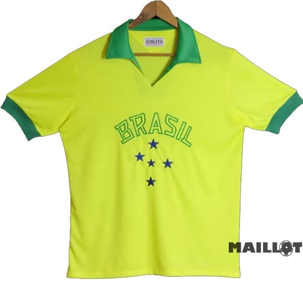 Foot Maillot Pas Cher Domicile Maillot Brésil Retro 1958 Jaune