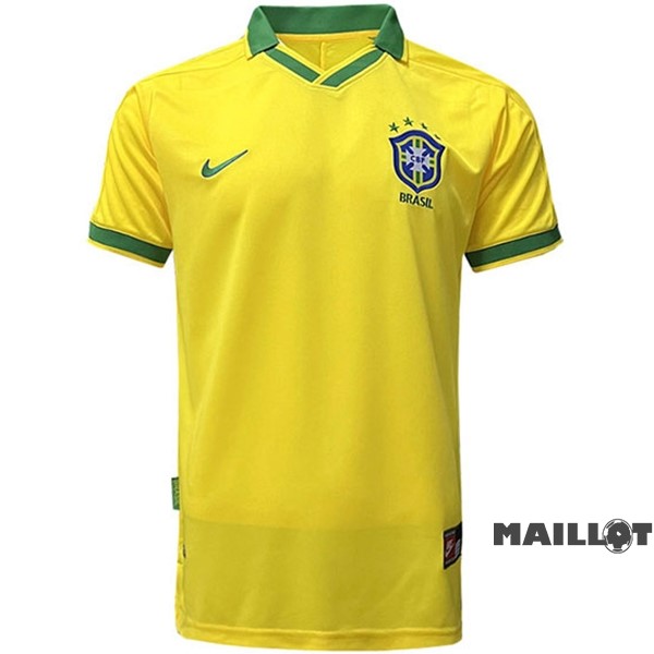 Foot Maillot Pas Cher Domicile Maillot Brésil Retro 1997 Jaune