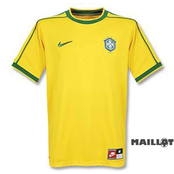 Foot Maillot Pas Cher Domicile Maillot Brésil Retro 1998 Jaune