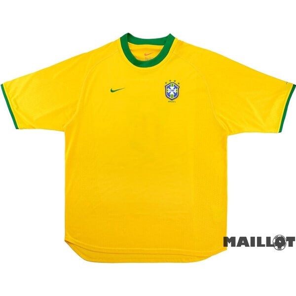 Foot Maillot Pas Cher Domicile Maillot Brésil Retro 2000 Jaune