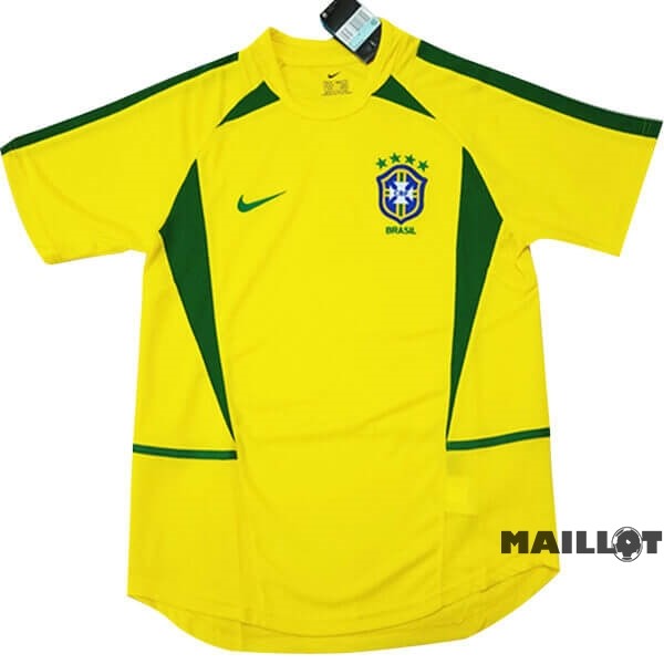 Foot Maillot Pas Cher Domicile Maillot Brésil Retro 2002 Jaune