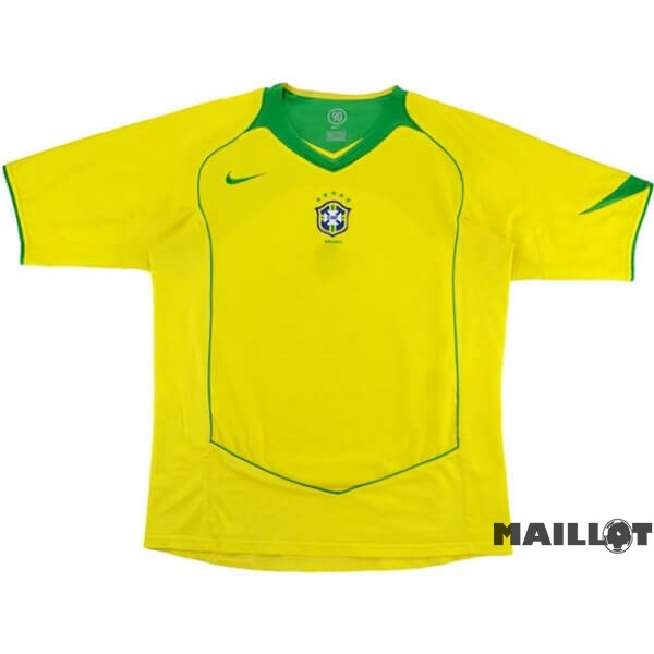 Foot Maillot Pas Cher Domicile Maillot Brésil Retro 2004 Jaune