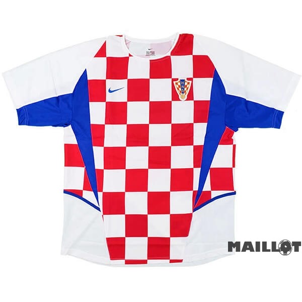 Foot Maillot Pas Cher Domicile Maillot Croatie Retro 2002 Blanc Rouge