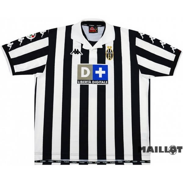 Foot Maillot Pas Cher Domicile Maillot Juventus Retro 1999 2000 Noir Blanc