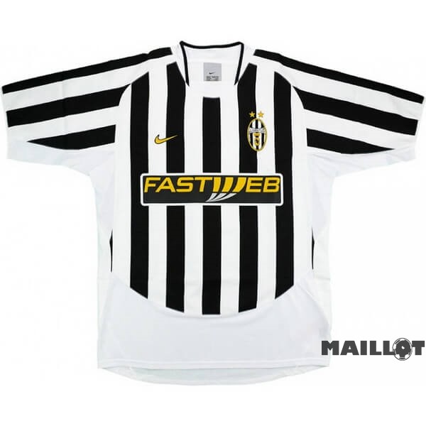 Foot Maillot Pas Cher Domicile Maillot Juventus Retro 2003 2004 Noir Blanc