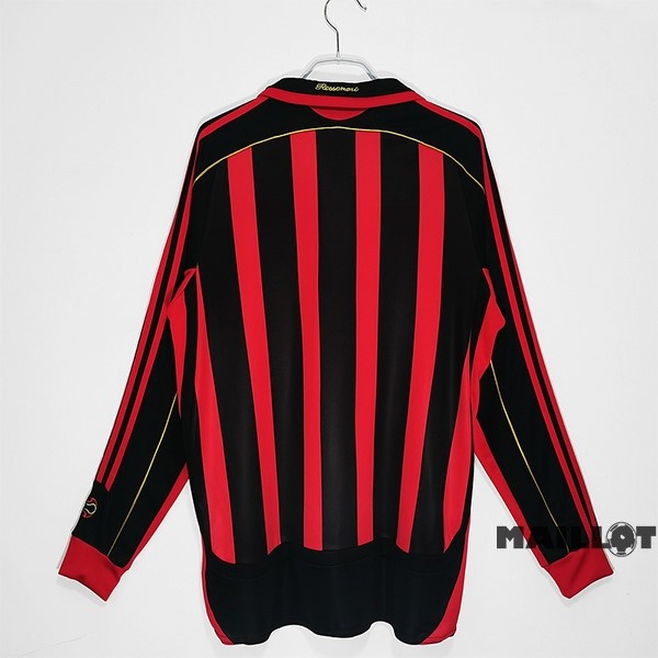 Foot Maillot Pas Cher Domicile Maillot Manches Longues AC Milan Retro 2006 2007 Rouge