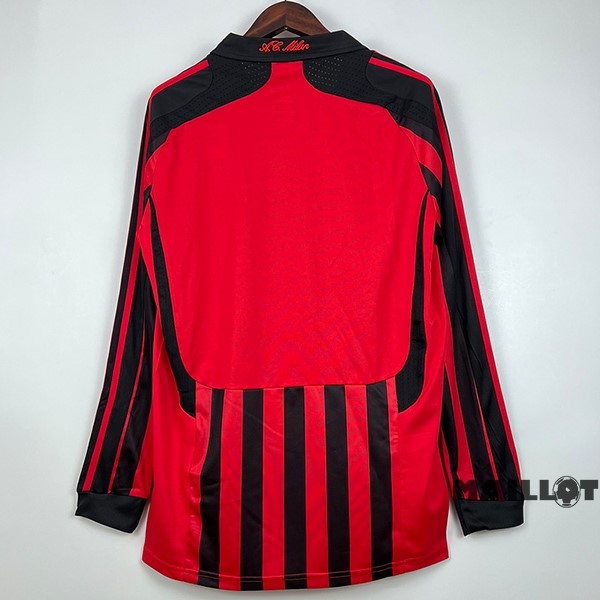 Foot Maillot Pas Cher Domicile Maillot Manches Longues AC Milan Retro 2007 2008 Rouge