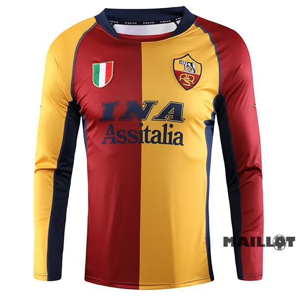 Foot Maillot Pas Cher Domicile Maillot Manches Longues As Roma Retro 2000 2001 Orange