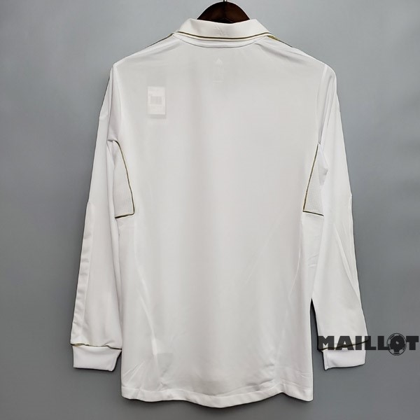 Foot Maillot Pas Cher Domicile Maillot Manches Longues Real Madrid Retro 2011 2012 Blanc