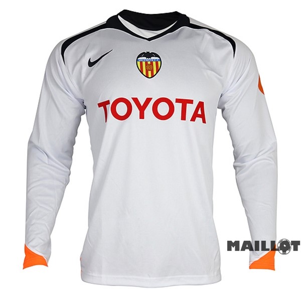 Foot Maillot Pas Cher Domicile Maillot Manches Longues Valencia Retro 2005 2006 Blanc