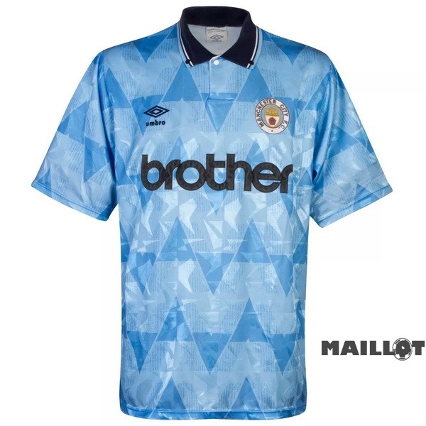 Foot Maillot Pas Cher Domicile Maillot Manchester City Retro 1989 Bleu