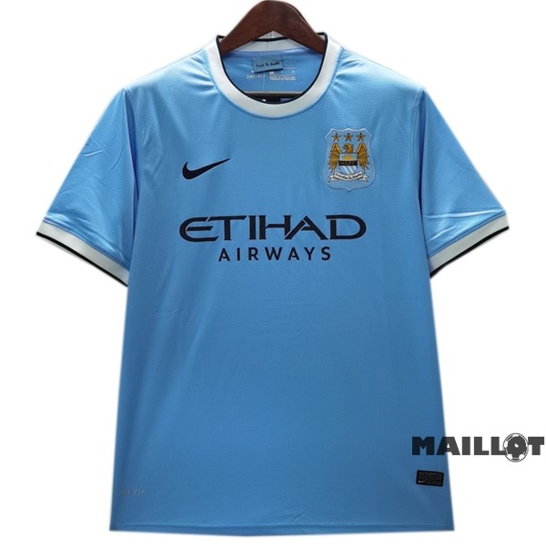 Foot Maillot Pas Cher Domicile Maillot Manchester City Retro 2013 2014 Bleu