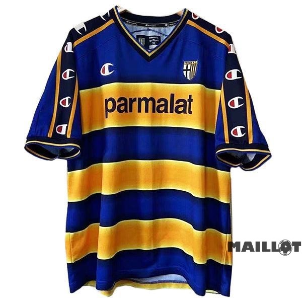 Foot Maillot Pas Cher Domicile Maillot Parma Retro 2002 2003 Bleu Jaune