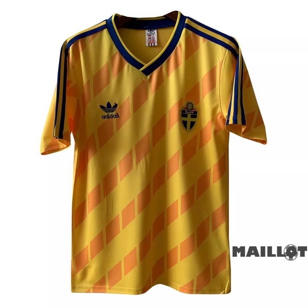 Foot Maillot Pas Cher Domicile Maillot Suède Retro 1988 Jaune