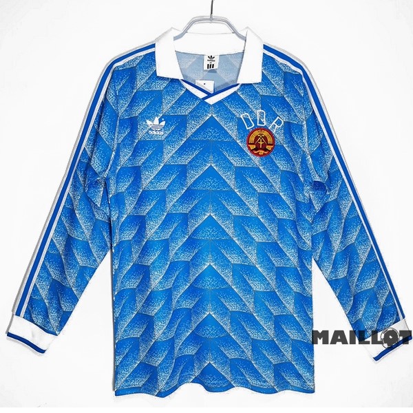 Foot Maillot Pas Cher Domicile Manches Longues Allemagne Retro 1988 Bleu