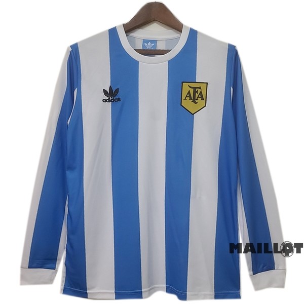 Foot Maillot Pas Cher Domicile Manches Longues Argentine Retro 1978 Bleu