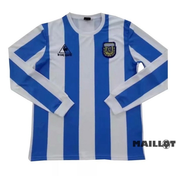 Foot Maillot Pas Cher Domicile Manches Longues Argentine Retro 1986 Bleu