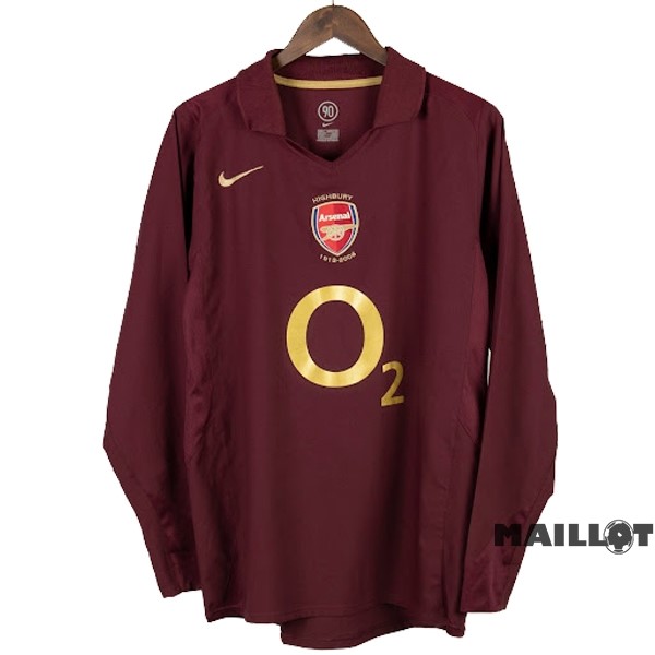 Foot Maillot Pas Cher Domicile Manches Longues Arsenal Retro 2005 2006 Rouge