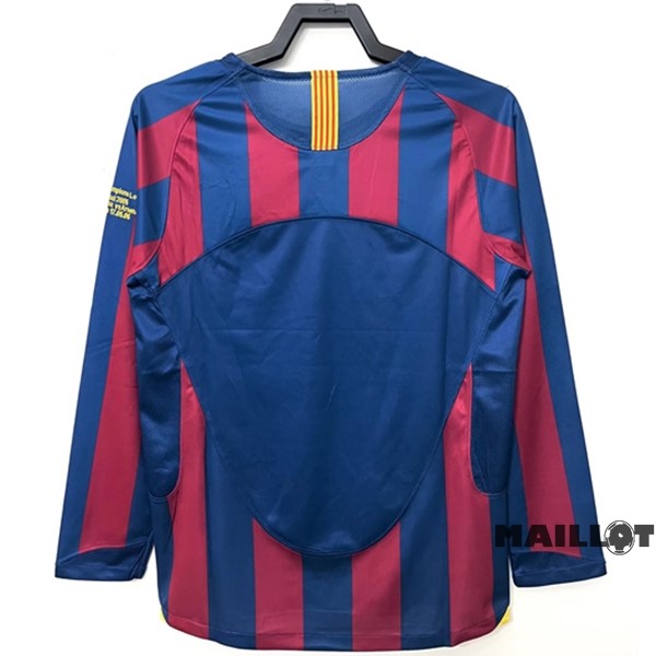 Foot Maillot Pas Cher Domicile Manches Longues Barcelona Retro 2005 2006 Bleu Rouge