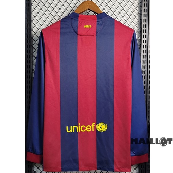 Foot Maillot Pas Cher Domicile Manches Longues Barcelona Retro 2014 2015 Bleu Rouge