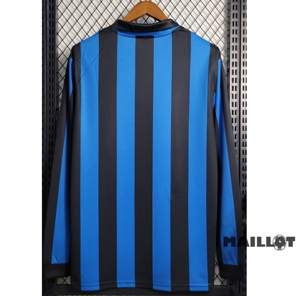 Foot Maillot Pas Cher Domicile Manches Longues Inter Milán Retro 1988 1989 Bleu