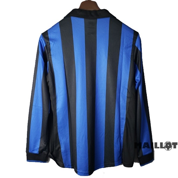 Foot Maillot Pas Cher Domicile Manches Longues Inter Milán Retro 1998 1999 Bleu