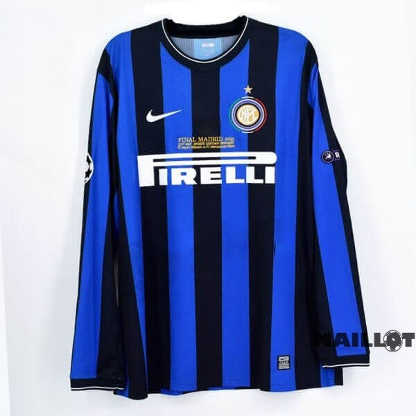 Foot Maillot Pas Cher Domicile Manches Longues Inter Milán Retro 2009 2010 Bleu