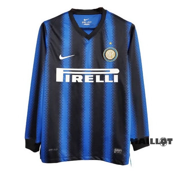 Foot Maillot Pas Cher Domicile Manches Longues Inter Milán Retro 2010 2011 Bleu