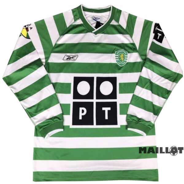 Foot Maillot Pas Cher Domicile Manches Longues Lisboa Retro 2003 2004 Vert
