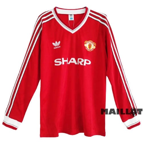 Foot Maillot Pas Cher Domicile Manches Longues Manchester United Retro 1986 Rouge