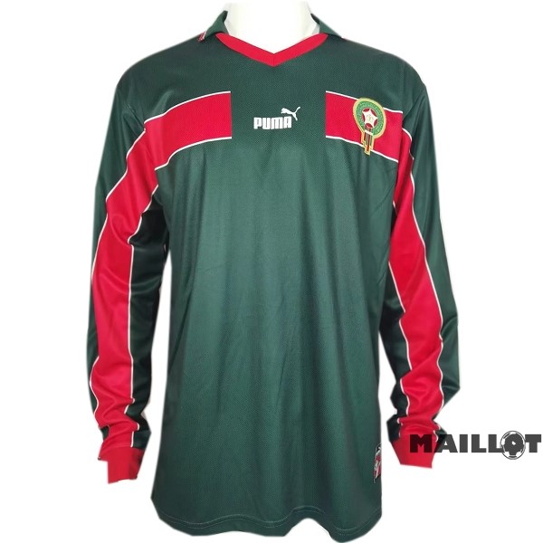 Foot Maillot Pas Cher Domicile Manches Longues Maroc Retro 1998 Vert