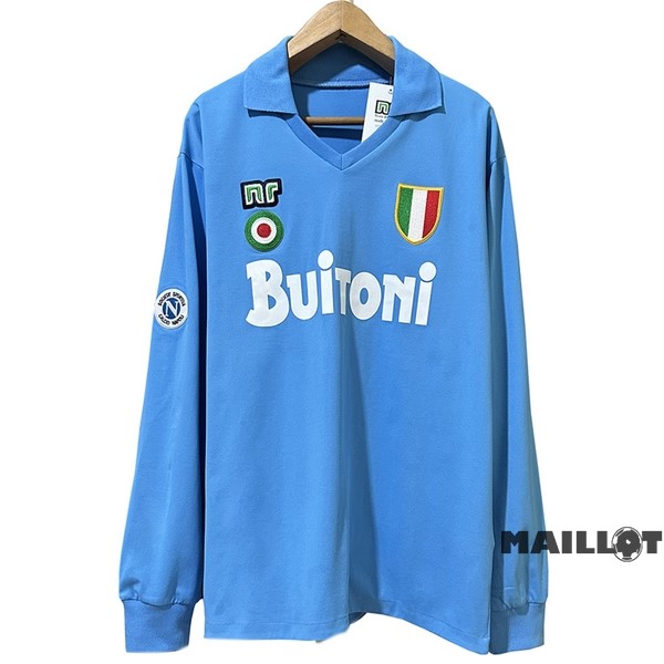 Foot Maillot Pas Cher Domicile Manches Longues Napoli Retro 1987 1988 Bleu