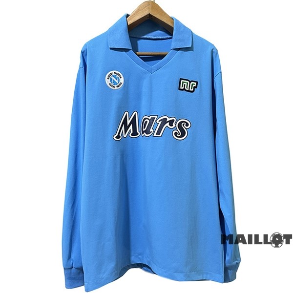 Foot Maillot Pas Cher Domicile Manches Longues Napoli Retro 1988 1989 Bleu