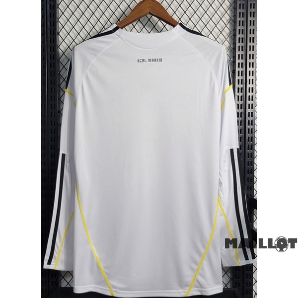 Foot Maillot Pas Cher Domicile Manches Longues Real Madrid Retro 2009 2010 Blanc