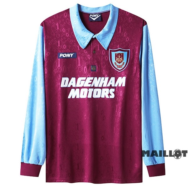 Foot Maillot Pas Cher Domicile Manches Longues West Ham United Retro 1995 1997 Rouge