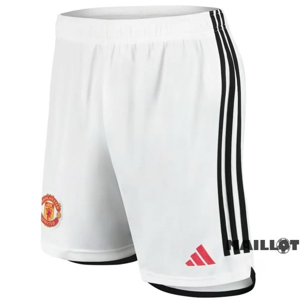 Foot Maillot Pas Cher Domicile Pantalon Manchester United 2023 2024 Blanc