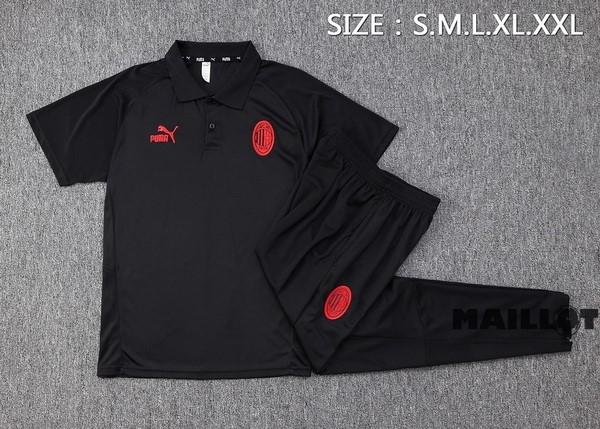 Foot Maillot Pas Cher Ensemble Complet Polo AC Milan 2023 2024 Noir
