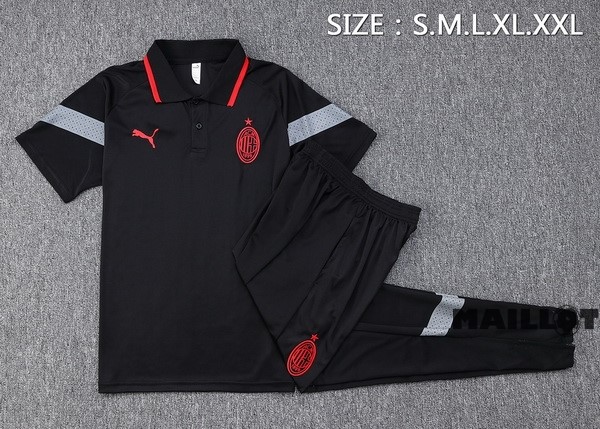 Foot Maillot Pas Cher Ensemble Complet Polo AC Milan 2023 2024 Noir