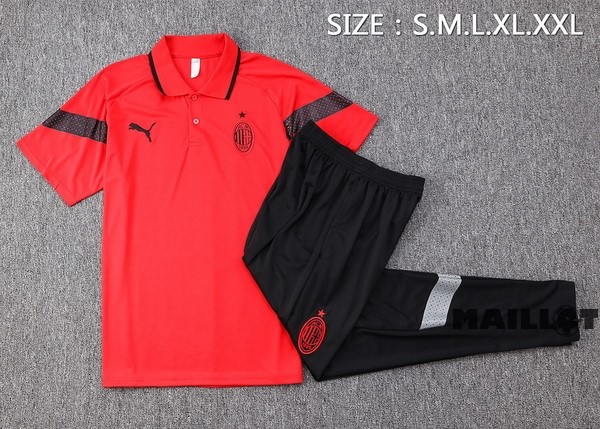 Foot Maillot Pas Cher Ensemble Complet Polo AC Milan 2023 2024 Rouge Noir